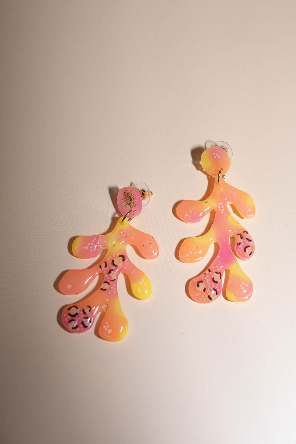 Coral Resin Earrings