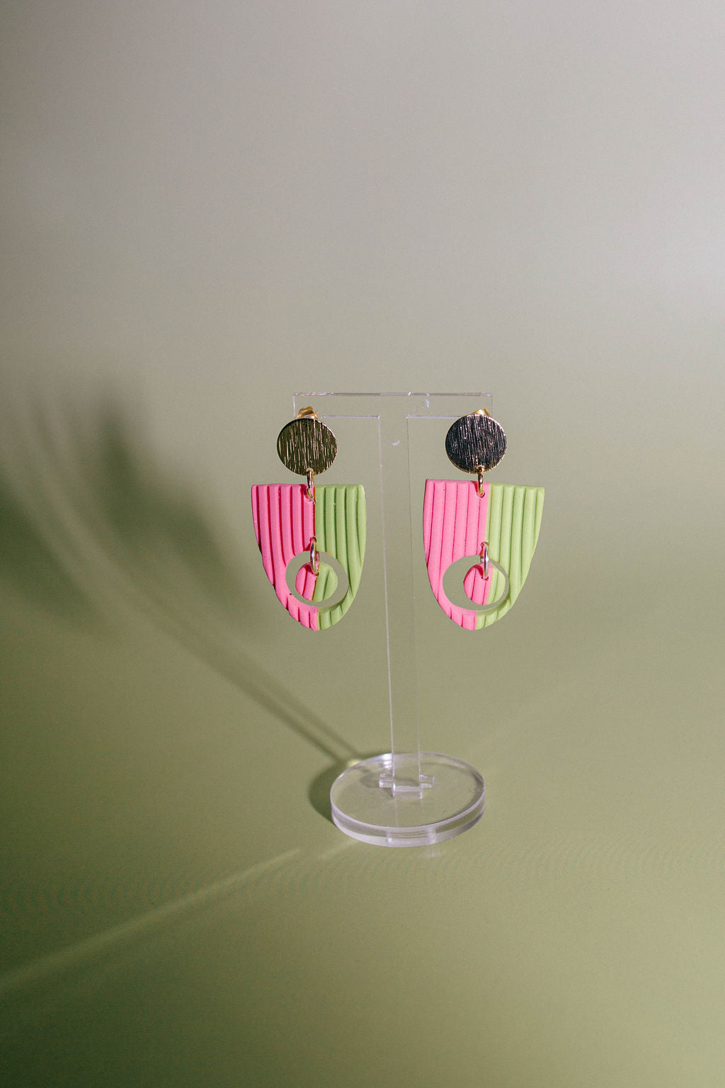 Ribbed Color-block Window Earrings