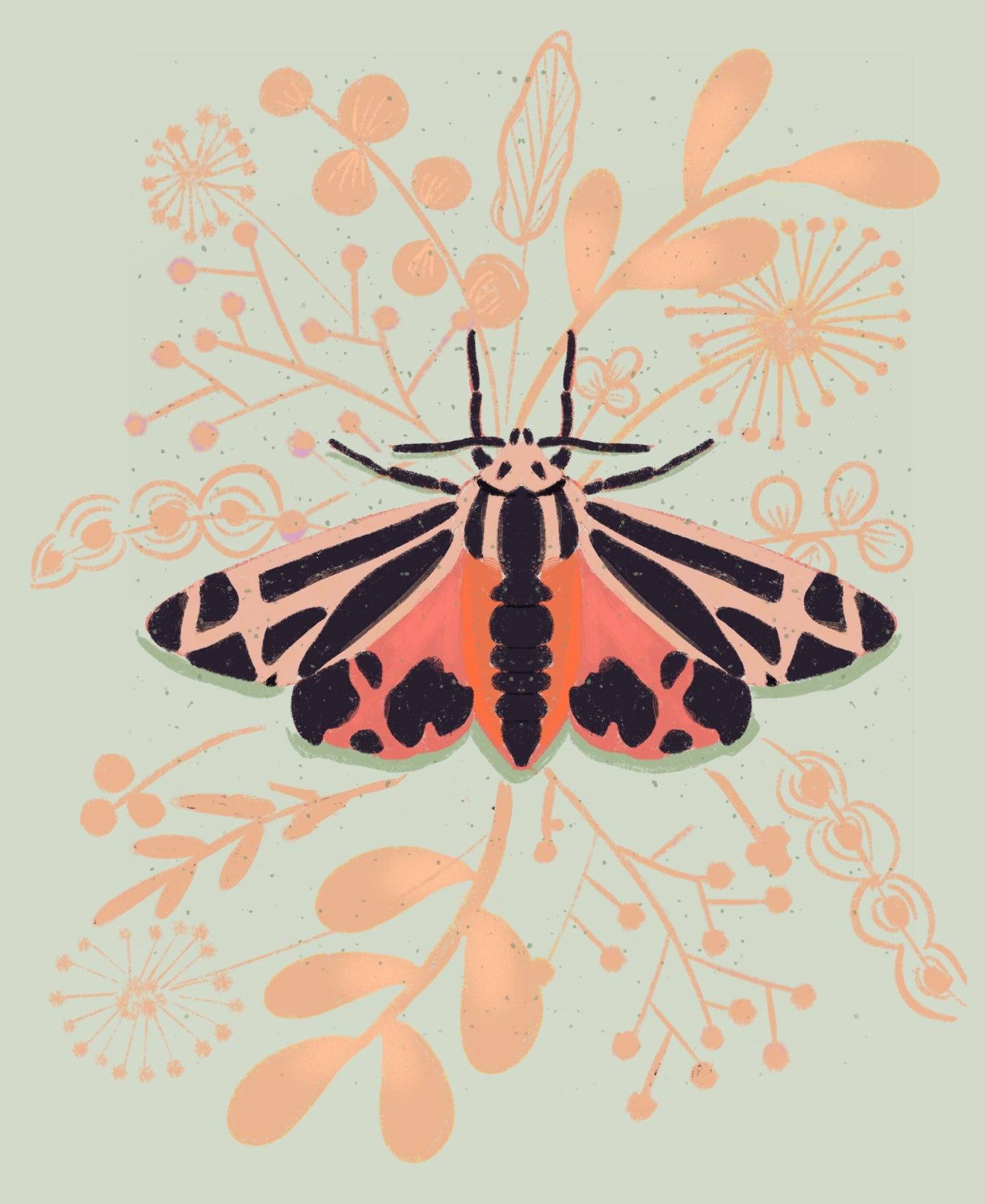 Floral Moth Print